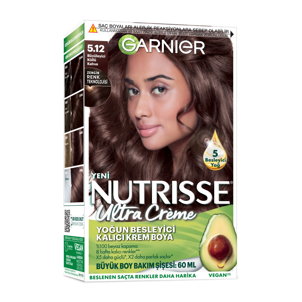 Garnier Nutrisse Yoğun Besleyici Kalıcı Krem Saç Boyası 5.12 Büyüleyici Küllü Kahve Saç Boyası Fiyatı