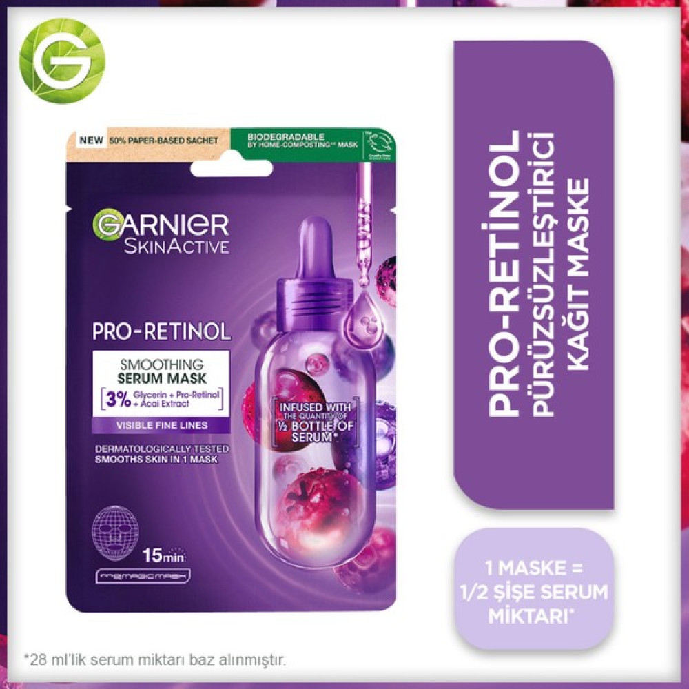 Garnier Pro-Retinol Pürüzsüzleştirici Kağıt Maske Maskeler Fiyatı