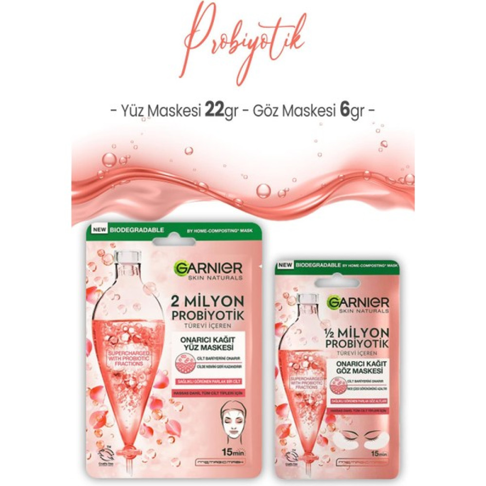 Garnier Probiyotik Onarıcı Kağıt Yüz Maskesi 22 gr ve Göz Maskesi 6 gr - 1 Maskeler Fiyatı