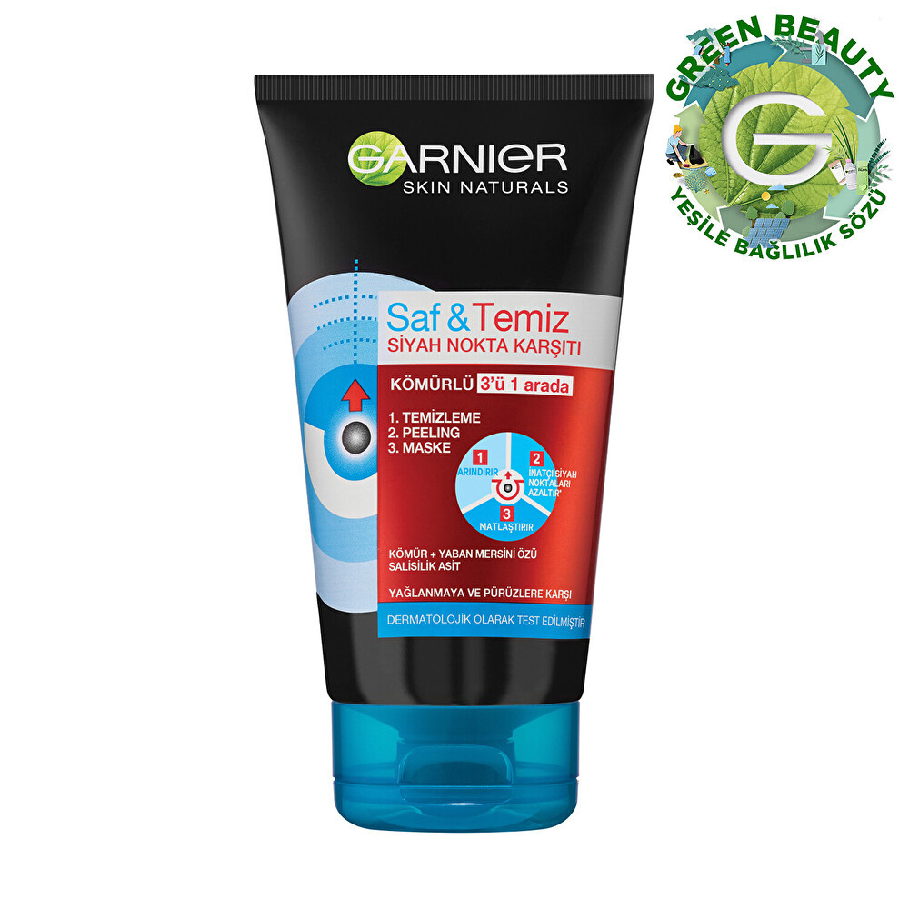 Garnier Saf & Temiz Siyah Nokta Karşıtı Kömürlü 3'ü 1 Arada 150 Ml Cilt Temizleme ve Peeling Fiyatı
