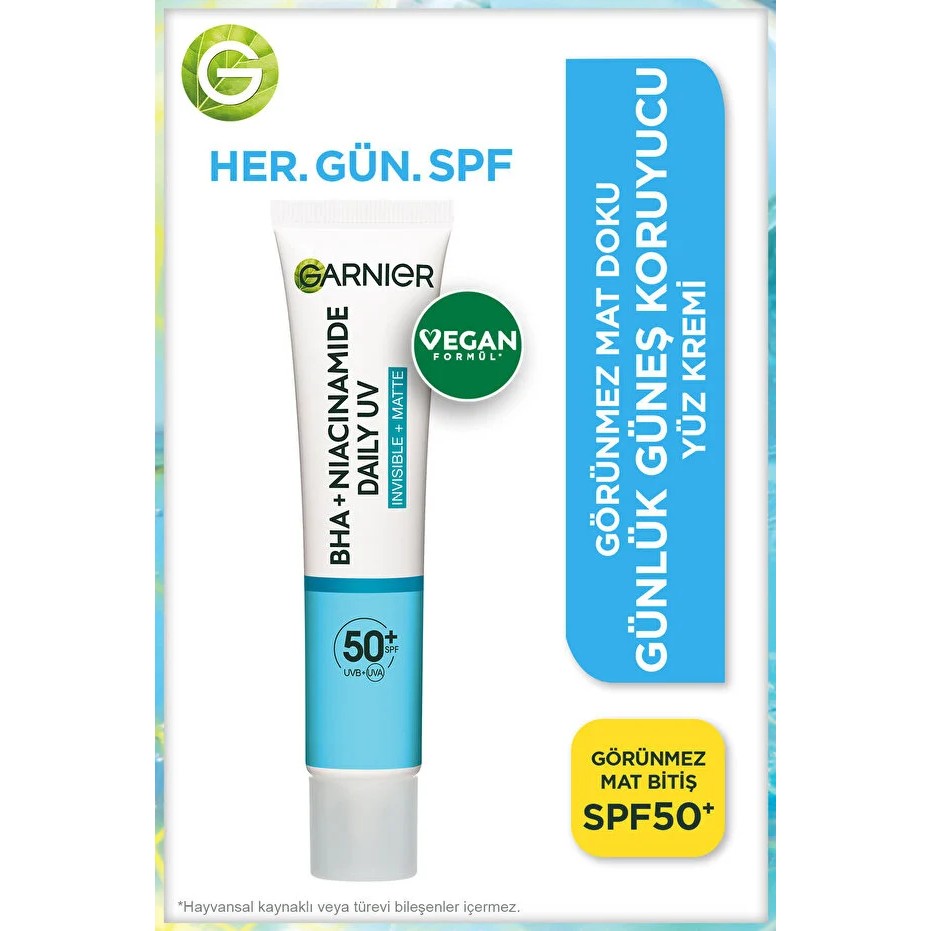 Garnier Saf ve Temiz BHA Niasinamid Günlük Güneş Koruyucu Fluid Yüz Kremi SPF 50+ 40ml Güneş Kremleri ve Losyonları Fiyatı