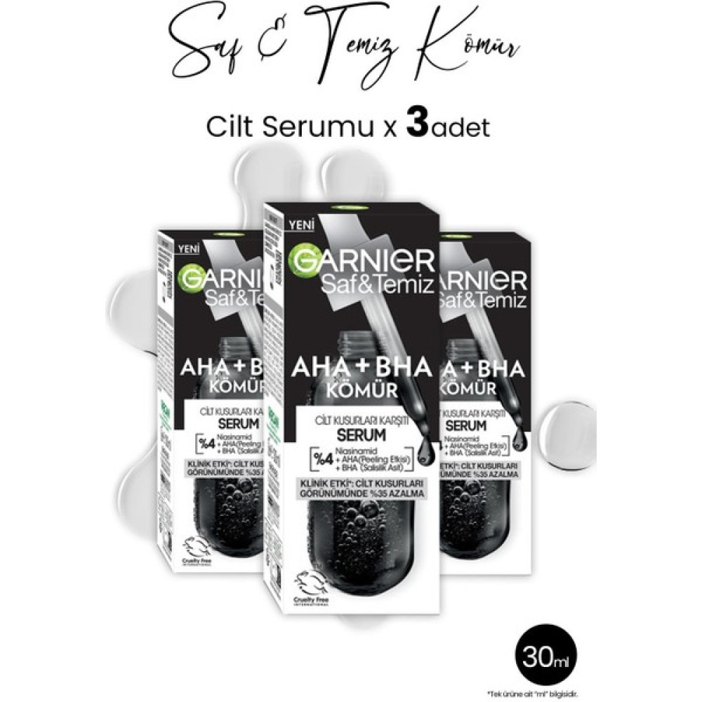 Garnier Serum Saf & Temiz Aha + Bha Kömür 30 ml x 3 Adet - 1 Anti-Aging / Yaşlanma Karşıtı Fiyatı