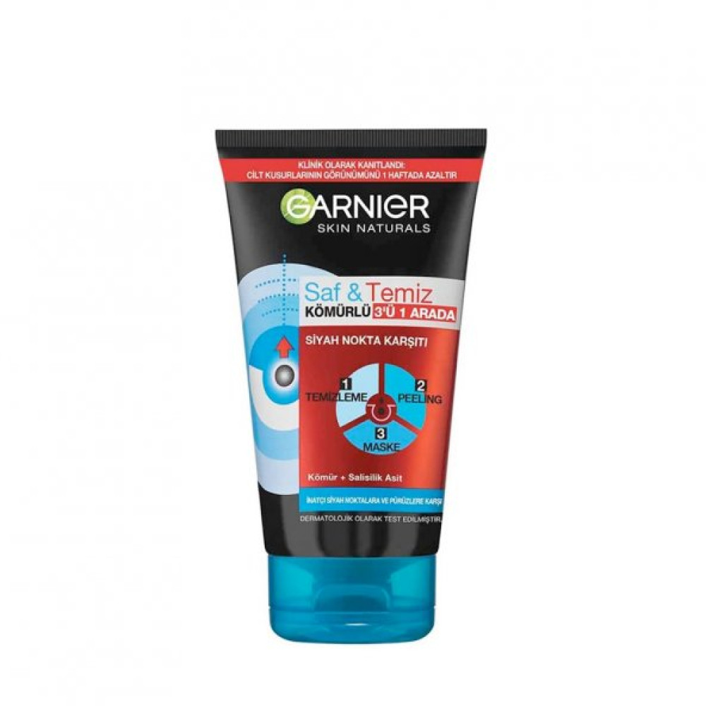 Garnier Skin Naturals 3 U 1 Arada Komurlu Temizleme + Peeling Maske 150Ml Akne ve Sivilce Bakımı Fiyatı