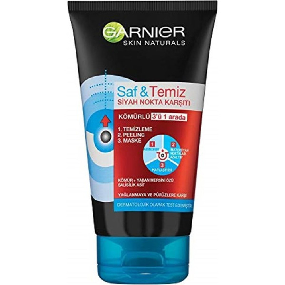 Garnier Skin Naturals Saf & Temiz Siyah Nokta Karşıtı Kömürlü 3'ü 1 Arada 1 Paket (1 x 150 Ml) Maskeler Fiyatı