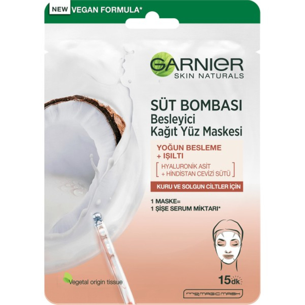 Garnier Süt Bombası Besleyici Kağıt Yüz Maskesi Hindistan Cevizi Maskeler Fiyatı