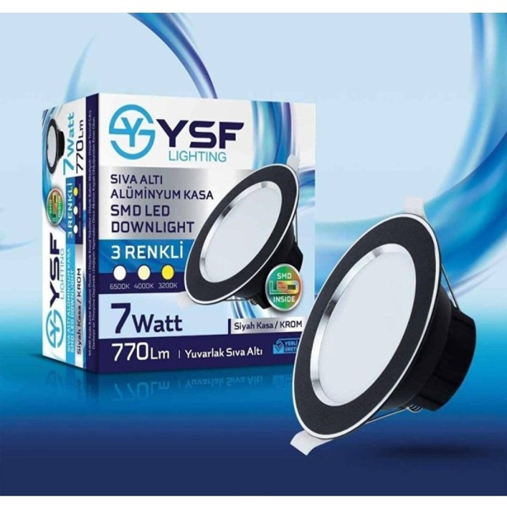 Garra 7 W 3 Renk Yanan Sıvaaltı Cob LED Siyah-Krom Kasa Spot Gömme Tavan Armatürü - Ilık Beyaz Spot Fiyatı