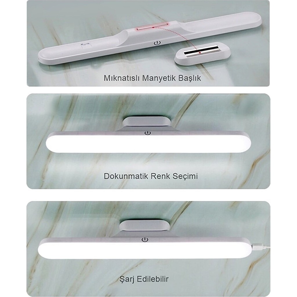 Garra Mıknatıslı Şarjlı LED Işık Micro USB Şarjlı Kablosuz LED Lamba 3 Farklı Işık LED Aplik - Sarı Aplikler Fiyatı