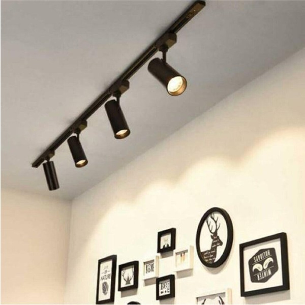 Garra Siyah Kasa ve Gün Işığı 4 Adet 360 Derece Dönen LED Ray Spot Lamba 1 mt Raylı Armatür Ray Spo Avize Fiyatı