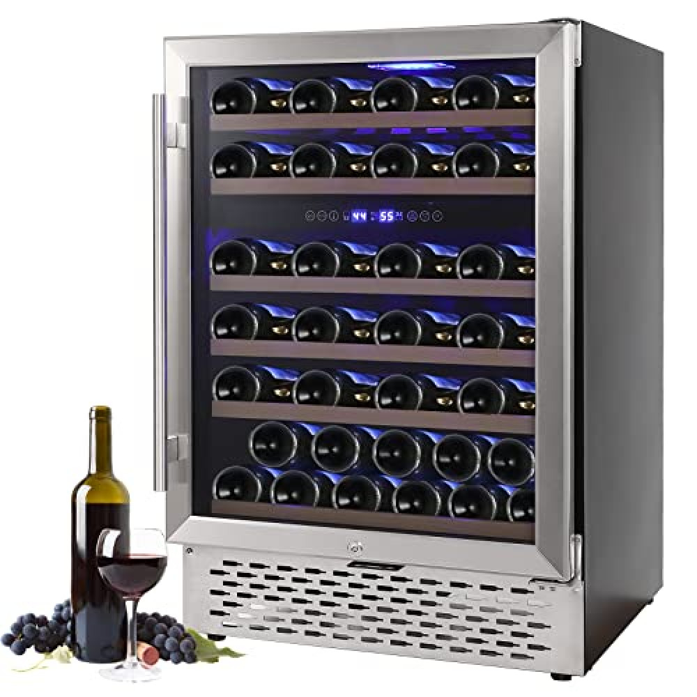 Garveehome 51-Bottle Wine Cooler, Large Freestanding Wine Cellar Temperature Control Champagne or Sparkling Wine Storage for Home Fridge Glass Door