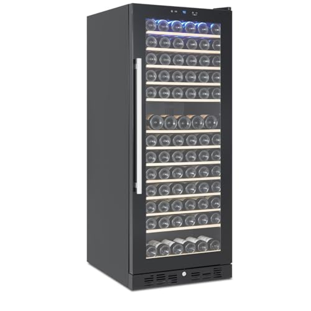 GarveeHome155 Bottle Wine Fridge, Wine Cooler Refrigerator with 41~64°F Digital Temperature Control, Wine Refrigerator Freestanding for Red White Wine, Champagne, Beer with Blue Interior Light