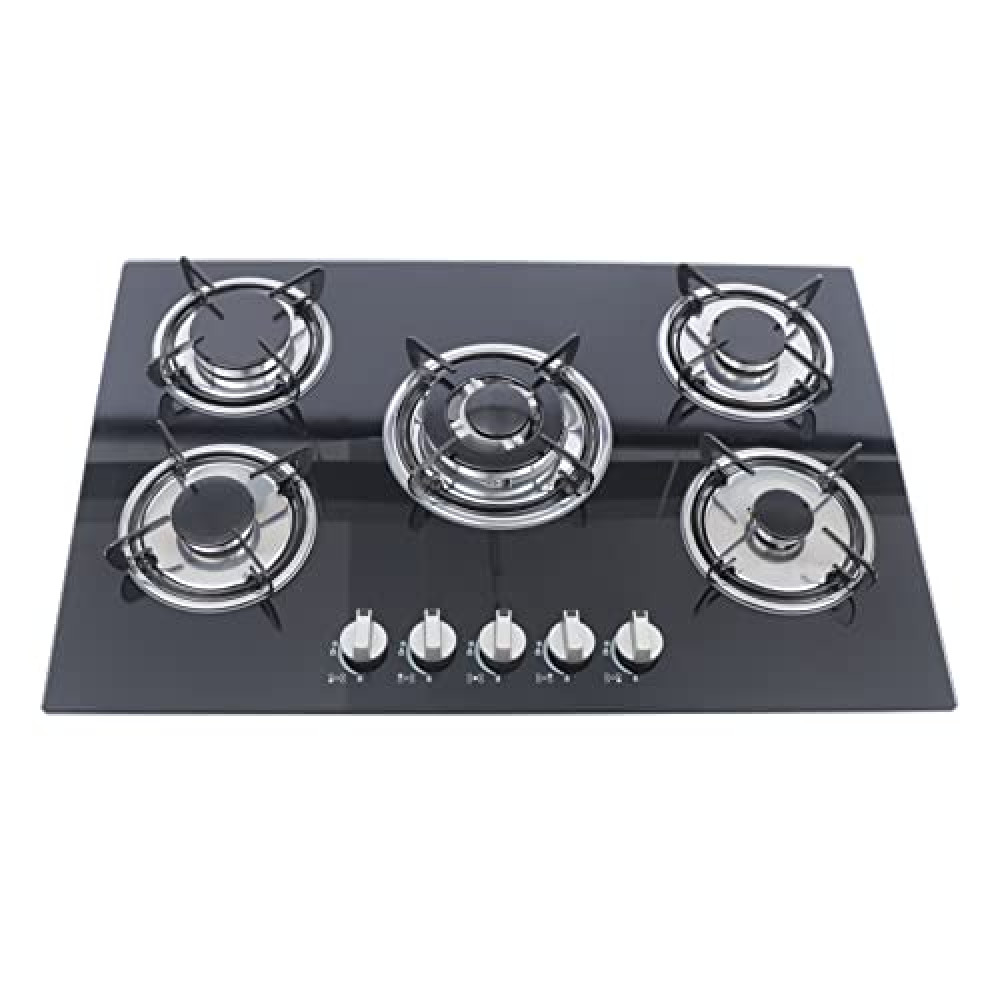Gas Cooktop, 4/5 Burners Built-In NG LPG Gas Stove,High Power Burners For Cooking, Household Kitchen Gas Stove Cooktop With Easy to Clean Tempered Glass Surface For Restaurant USA (4-Burners)