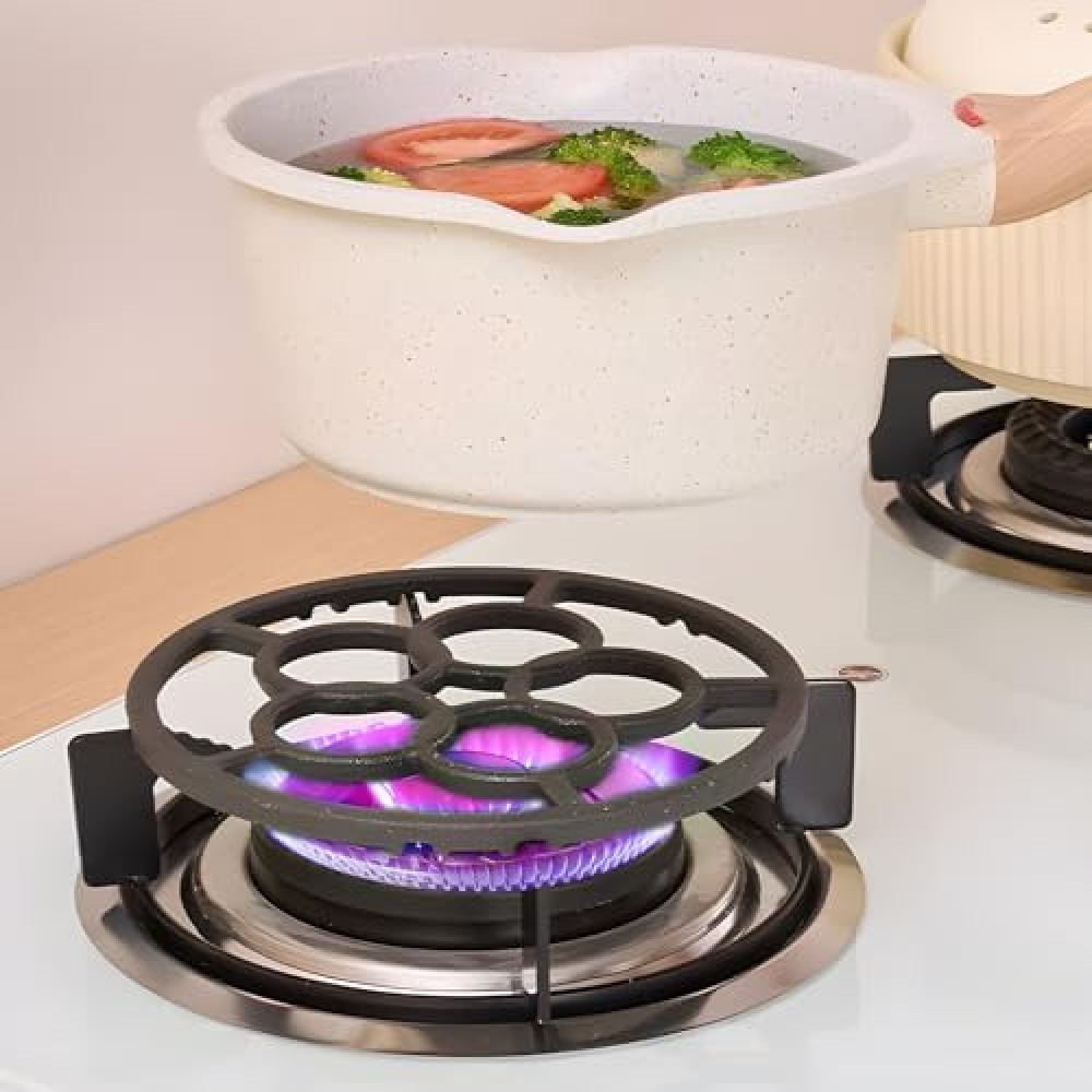 Gas Ring Reducer(New Upgrade), Non Slip Iron Gas Stove Cooker Ring Reducer for Gas Stovetop Espresso Maker, Coffee Moka Pot(Pentacyclic type)