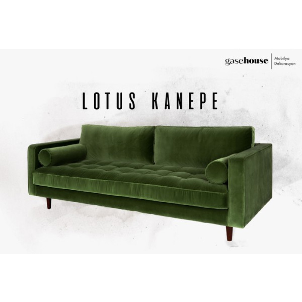 Gase House Minimal ve Bohem - Kadife Yeşil Kumaş - Lotus Ikili Kanepe Kanepe & Çekyat Fiyatı