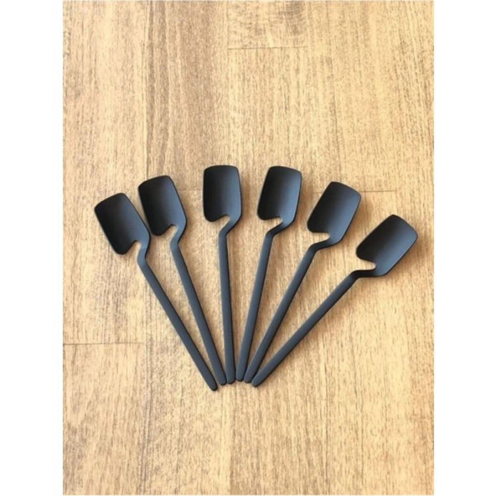 Gastromarka 6'lı Tutunabilen Mat Siyah Çay Kaşığı Çatal / Kaşık / Bıçak Takımları Fiyatı