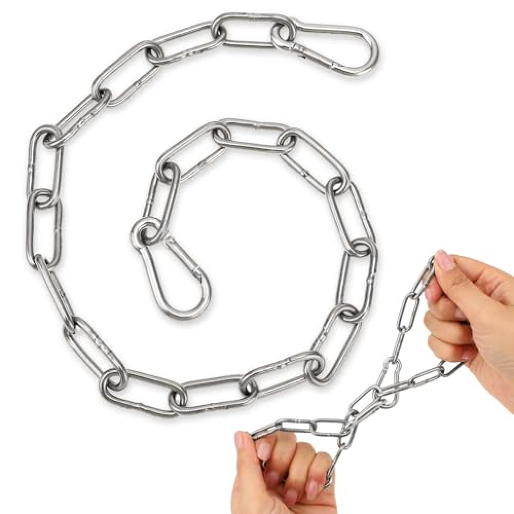 Gate Chain Lock, 20 Inch Stainless Steel Metal Chain Link Chain Lock for Outdoor Fences, Hanging Chain Lock for Home Outdoor Camping Hanging Pet Chain Prevention Theft