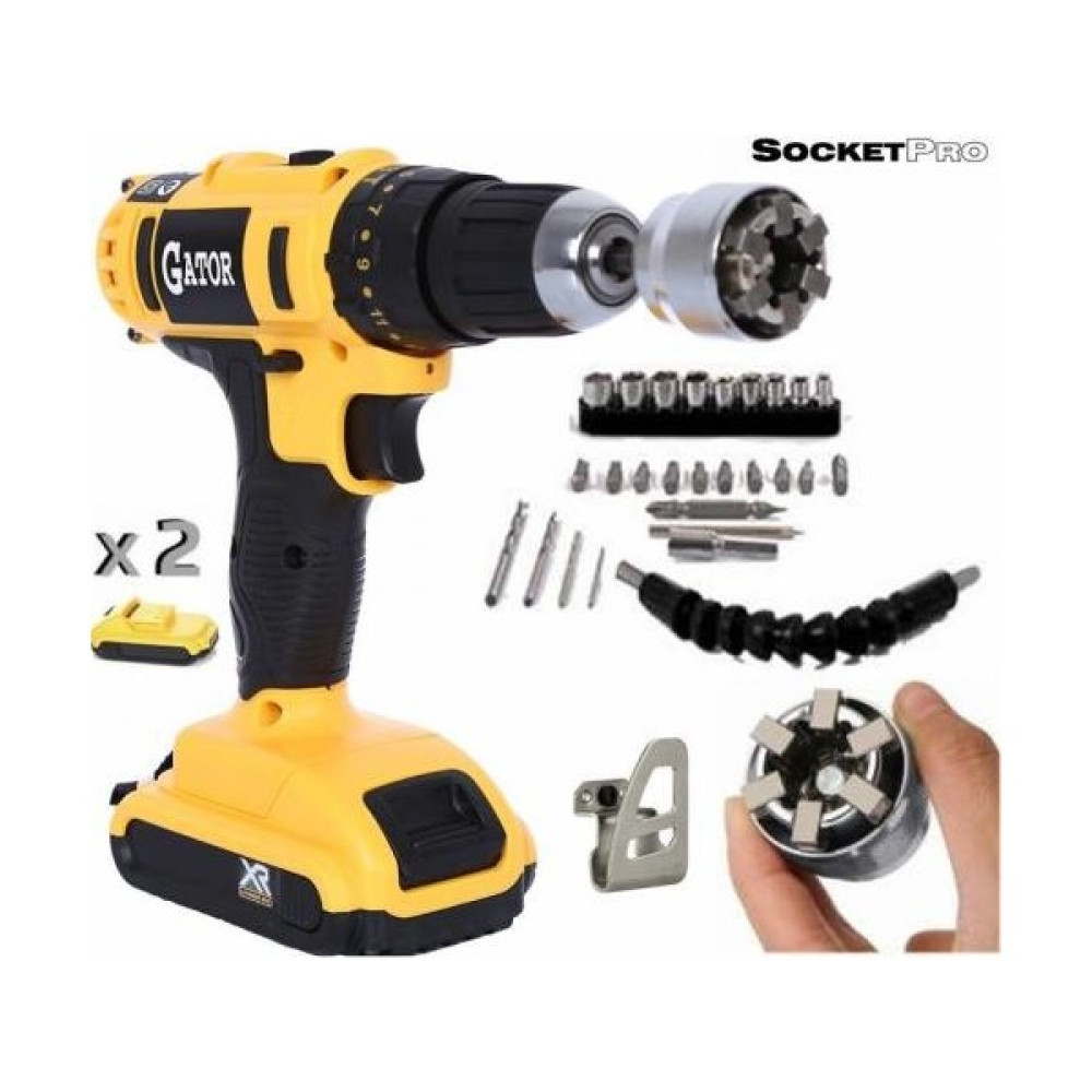 Gator 32 V 5 Ah Darbeli Çift Akülü Metal Şanzumanlı Akülü Vidalama Matkap ve Socket Pro + 30 Parça Özel Alışımlı Paslanmaz Prof Usta Set Elektrikli El Aletleri Fiyatı