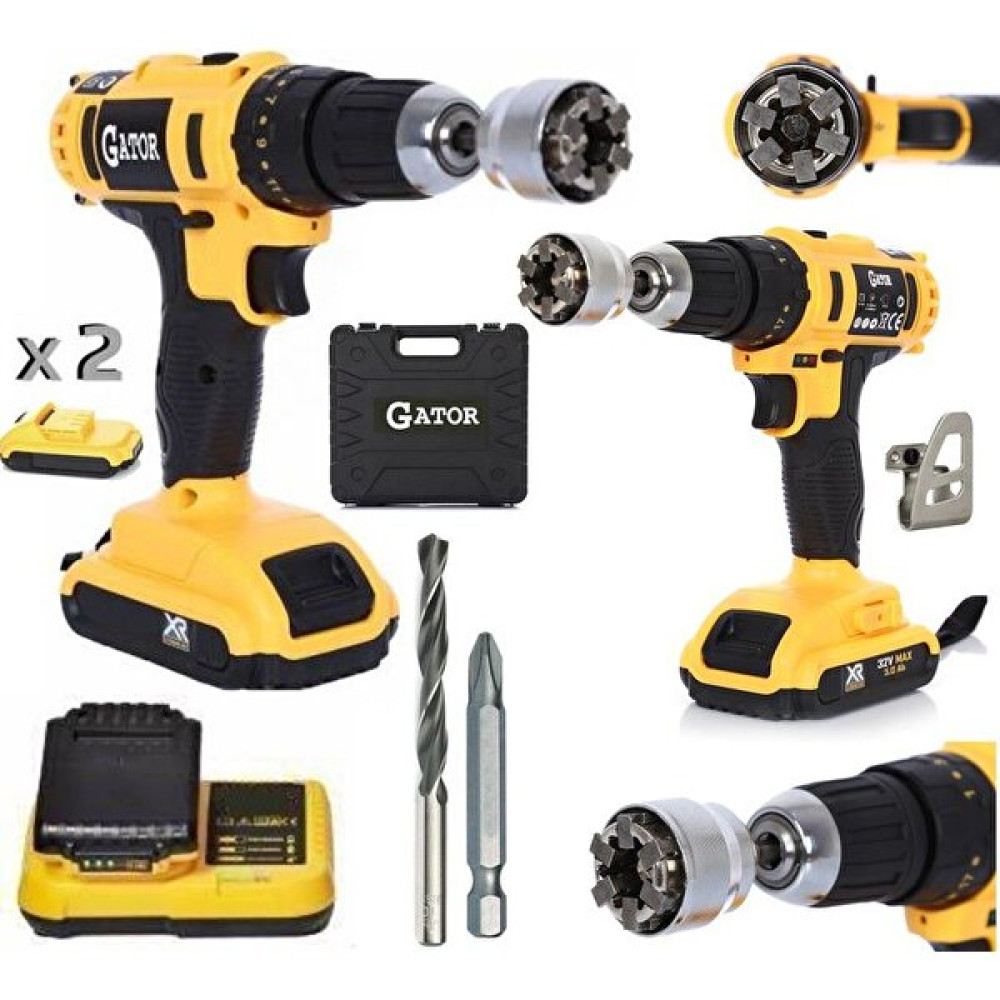 Gator 32 V 5 Ah Darbeli Çift Akülü Metal Şanzumanlı Akülü Vidalama Matkap ve Socket Pro Video Açıklamada Elektrikli El Aletleri Fiyatı