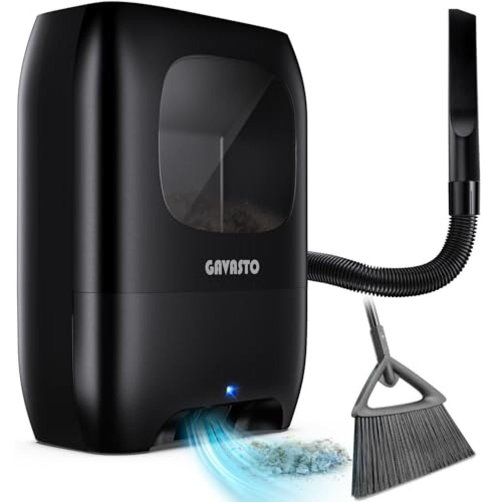 GAVASTO Pro Touchless Vacuum Automatic Dustpan - Ultra Fast & Powerful - Great for Sweeping Salon Pet Hair Food Dirt Kitchen, Canister Vacuum Cleaner Trash Can, Bagless, Auto Sensors, 1500 Watt-Black