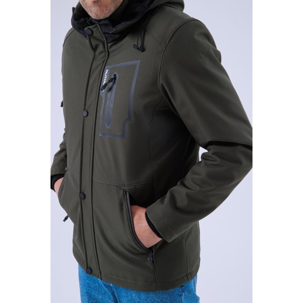 Gavazzi Erkek Kapüşonlu Su ve Rüzgar Geçirmez Kapitone Içi Kürklü Elyaf Dolgulu Şişme Haki Softshell Mont Erkek Mont Fiyatı