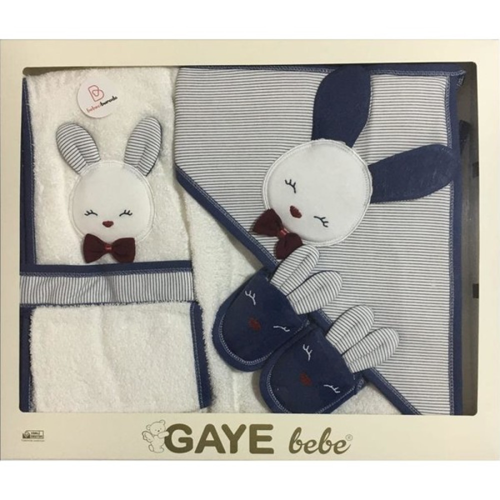 Gaye Bebe Sevimli Tavşan Bornoz Takımı - 1 - 2 Yaş - Lacivert Bebek Banyo-Tuvalet Fiyatı