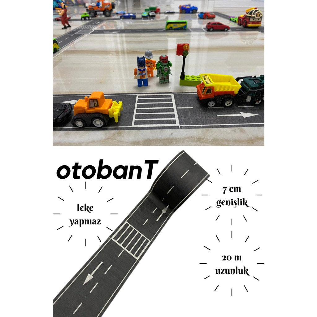 Gazi Kırtasiye Otobant Eğitici ve Eğlenceli Yol Yapım Bandı - Çocuk Trafik Bantı - Road Tape Oyun Bandı - Siyah Oyuncak Araç Fiyatı