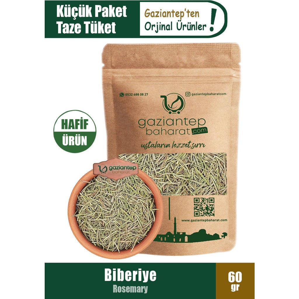 Gaziantep Baharat Doğal Biberiye 60 gr - Gaziantep’ten Taptaze Aromatik Lezzet Tuz, Şeker, Baharat Fiyatı
