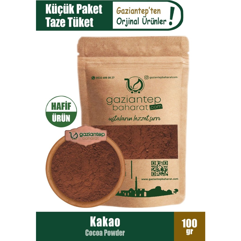 Gaziantep Baharat Kakao Tozu 100 gr - Doğal ve Yüksek Kaliteli Çikolata Aroması - 100 gr Tuz, Şeker, Baharat Fiyatı