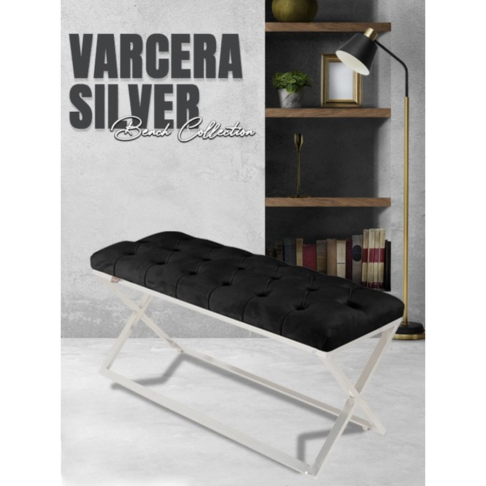 Gazzini Furniture Varcera Silver -Kapitoneli Chester Model Puf & Bench & Koltuk & Oturma Bankı & Yatak Odası Önü - 40x100 - Antrasit Puf Fiyatı