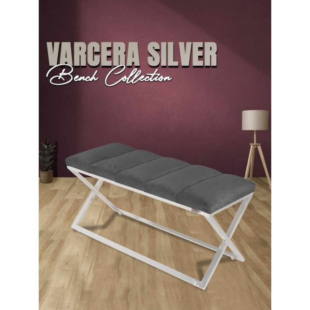 Gazzini Furniture Varcera Silver -Kapitoneli Dilimli Model Puf & Bench & Koltuk & Oturma Bankı & Yatak Odası Önü - 40x100 - Gri Puf Fiyatı