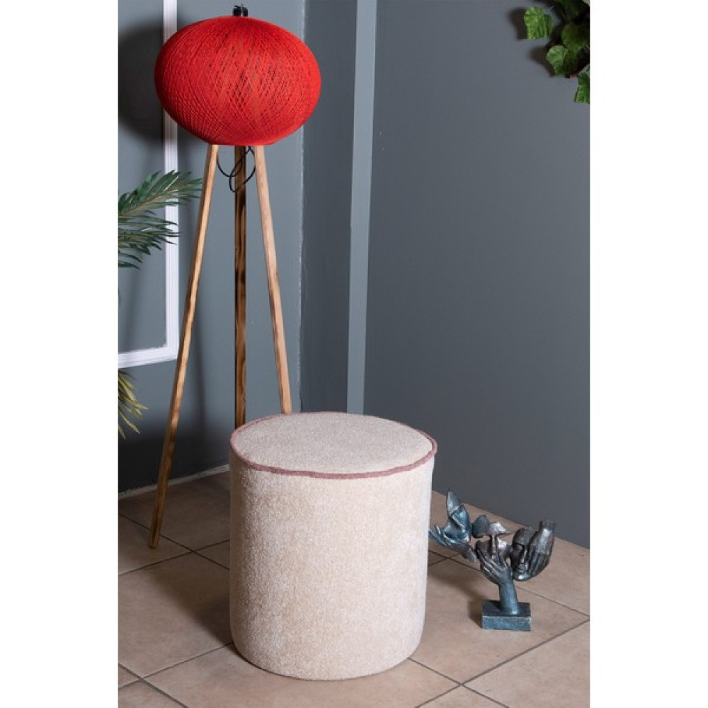 Gazzini Furniture Venıce Krem Teddy Kumaş Yuvarlak Puff &bench&koltuk&tabure&pofudukyatak Odası Puf Modelleri - 40x40 Puf Fiyatı