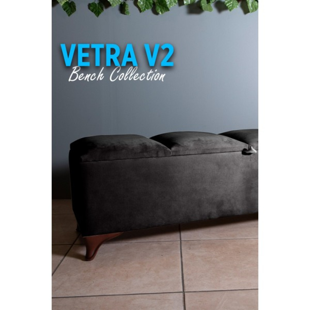 Gazzini Furniture Vetra V2 Antrasit Sandıklı Puf - Dilimli Model 140CM Ceviz Ayaklı Sandıklı Puf Koltuk - 40 x 140cm Puf Fiyatı