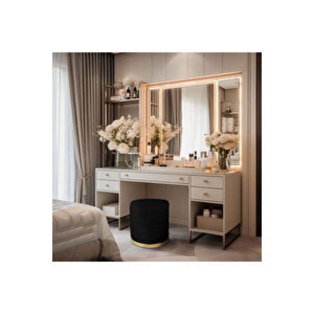 Gazzini Lungo Roller Gold Kaplama Luxery Puf-siyah Babyface Kumaş Pofuduk Oturma Pufu ve makyaj Pufu ve bench Puf Fiyatı
