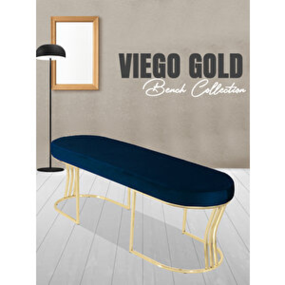 Gazzini Vi̇ego Gold Smooth-kapitoneli Model Puf ve Bench ve Koltuk-oturak-uzun Makyaj Puff-yatak Odası Ucu ve önü Mavi Puf Fiyatı