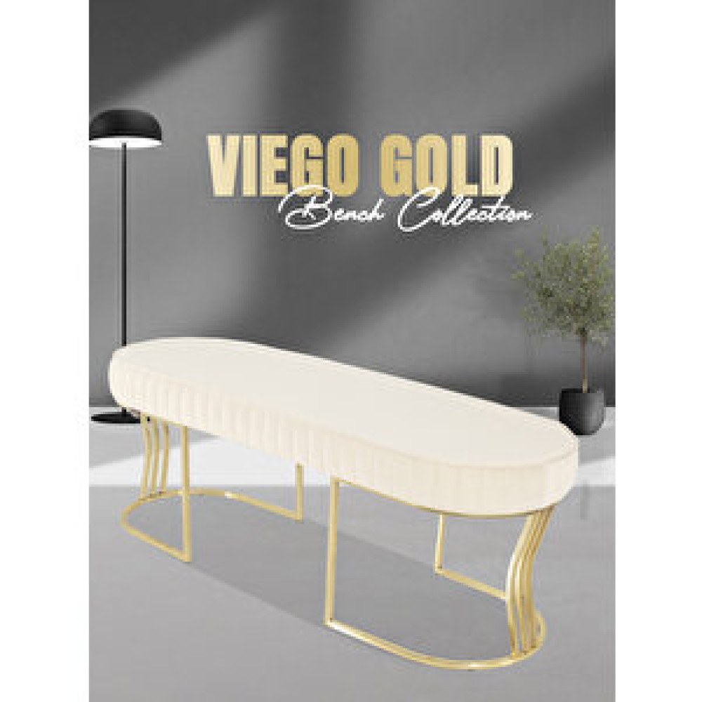 Gazzini Vi̇ego Gold Stri̇ped-kapitoneli Chester Model Puf ve Bench ve Koltuk ve Uzun Makyaj Puff ve Yatak Ucu ve önü Beyaz Puf Fiyatı