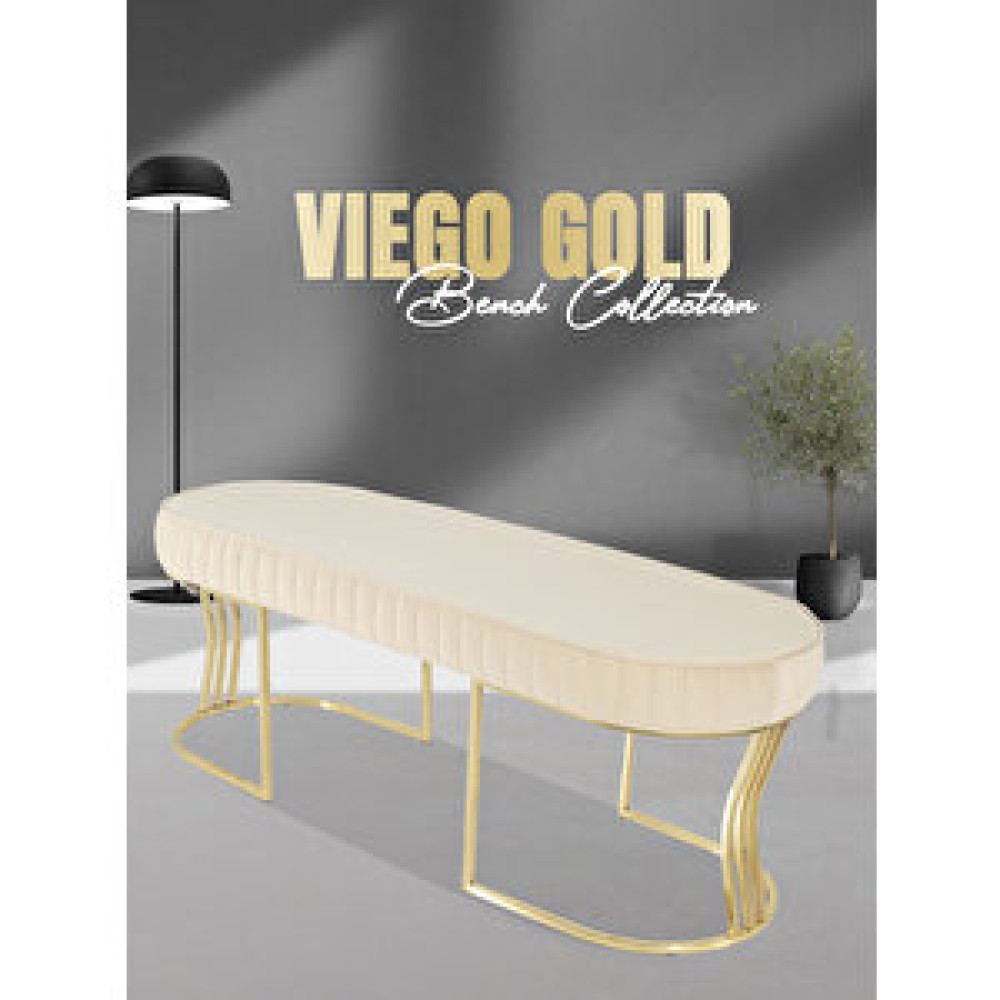 Gazzini Vi̇ego Gold Stri̇ped-kapitoneli Chester Model Puf ve Bench ve Koltuk ve Uzun Makyaj Puff ve Yatak Ucu ve önü Krem Puf Fiyatı