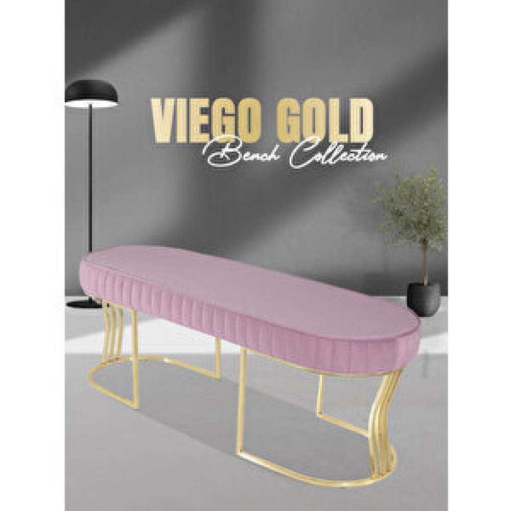Gazzini Vi̇ego Gold Stri̇ped-kapitoneli Chester Model Puf ve Bench ve Koltuk ve Uzun Makyaj Puff ve Yatak Ucu ve önü Pembe Puf Fiyatı