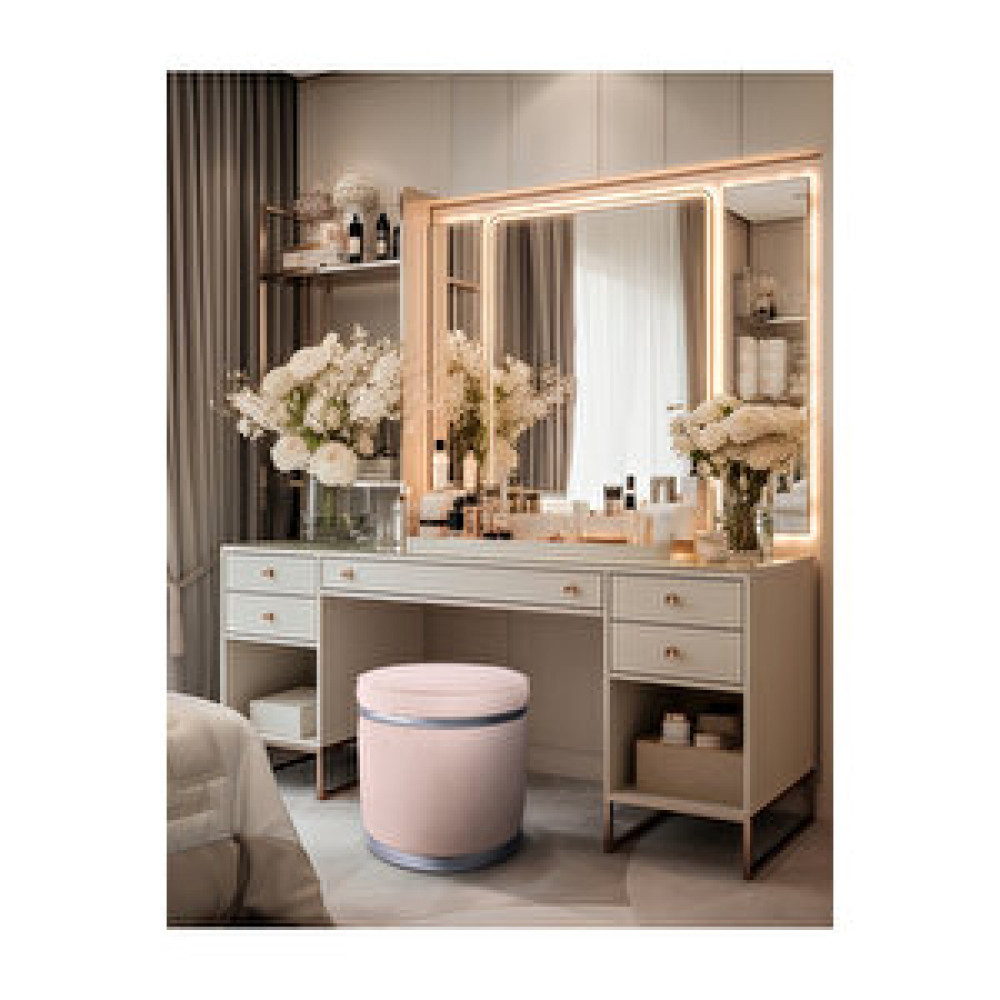 Gazzini Zerafet Silver Kaplama Luxery Puf-pembe Babyface Kumaş Pofuduk Oturma Pufu ve makyaj Pufu ve bench Puf Fiyatı