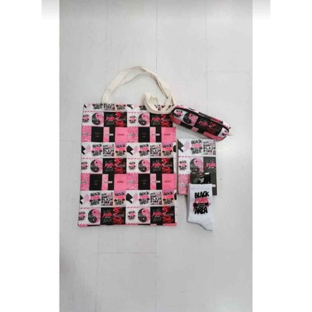 GC GÖKHAN CLUB Blackpink Defter Bez Çanta Kalemlik Çorap - Pembe Kalemlik (Kalem Kutusu) Fiyatı