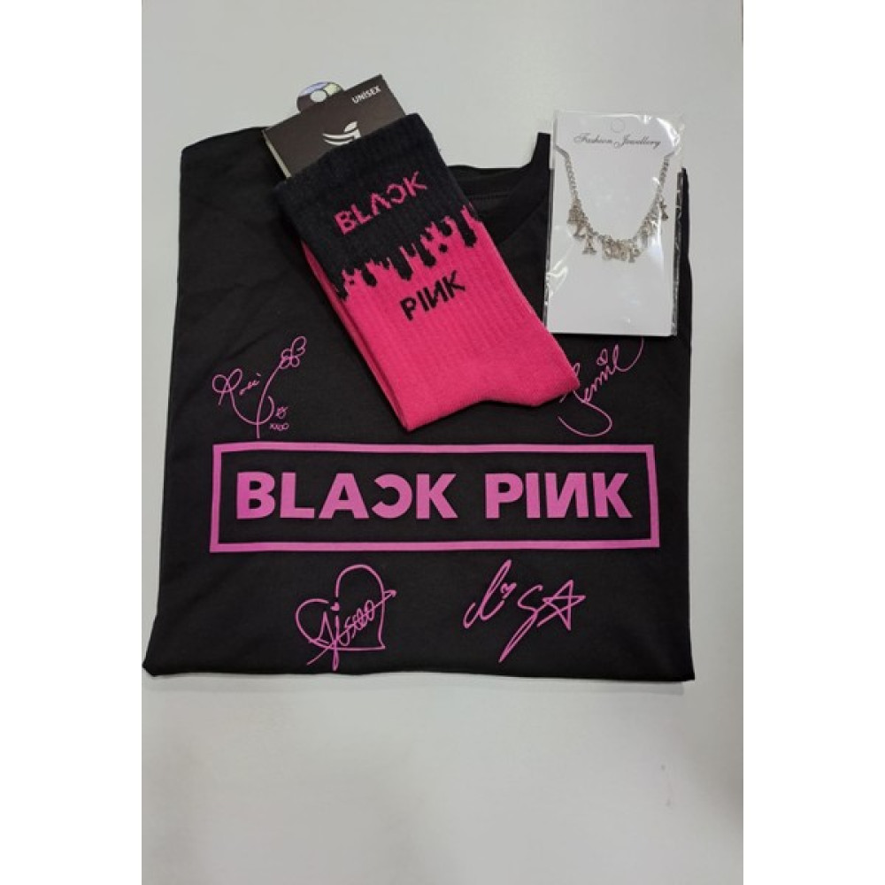 GC GÖKHAN CLUB Blackpink Unisex T-Shirt Çorap Kolye Kombin Kız Çocuk Sweatshirt Fiyatı