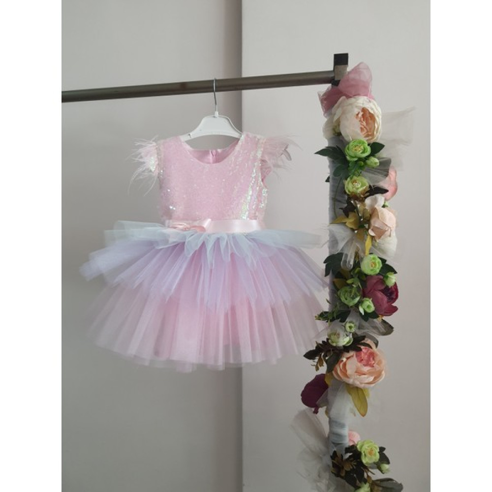 GÇ Kids Kız Çocuk Unicorn Renklerinde Pembe Tütü Elbise Elbise Fiyatı