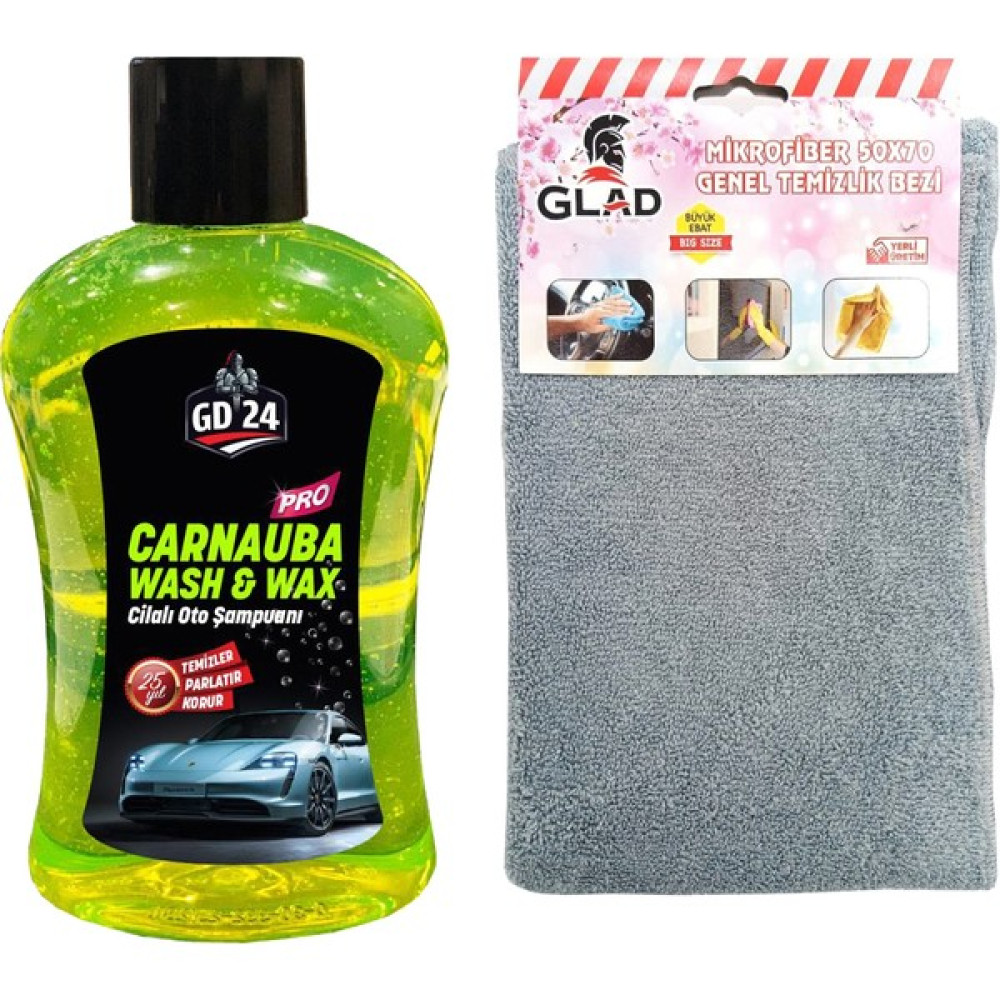 GD24 Carnauba Cilalı Oto Şampuanı + Mikrofiber Kurulama Havlusu (50X70 Cm) Oto Yıkama Ürünleri Fiyatı
