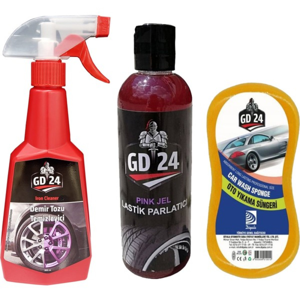 GD24 Demir Tozu Temizleyici (Yeni)+Lastik Parlatıcı Jel+Sünger Jantlar & Jant Aksesuarları Fiyatı