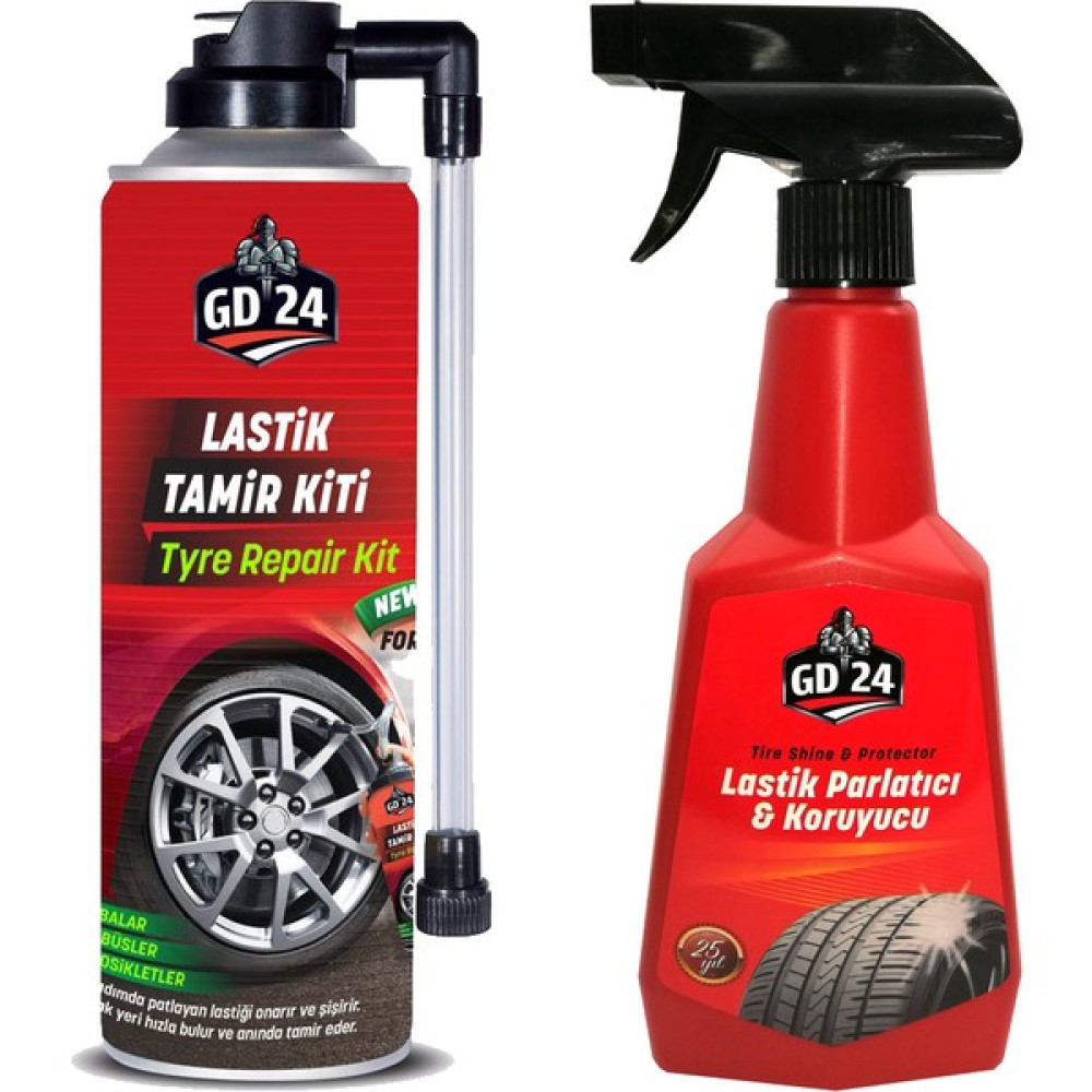 GD24 Lastik Tamir Kiti 450 ml + Lastik Parlatıcı 500 ml Lastikler Fiyatı