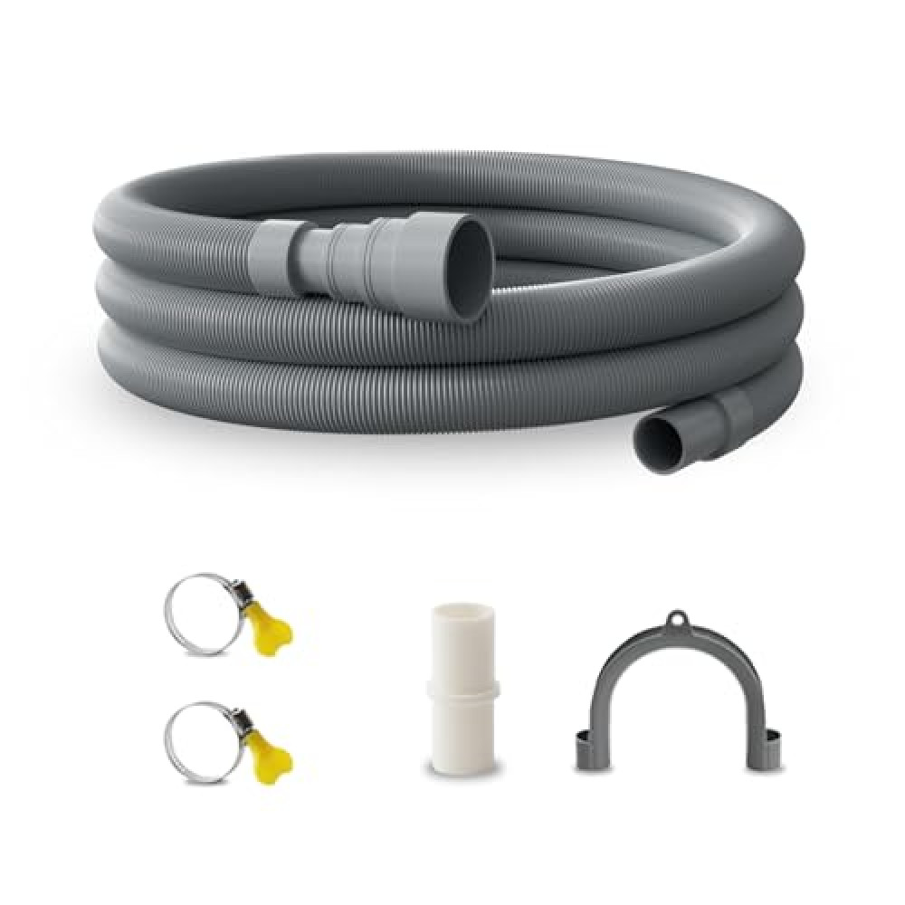 GDLPZM 2-meter 6.6 FT universal washing machine dishwasher drain hose extension kit, including a 6.6 FT hose, 1 white extension joint, 2 steel clamps, and U-shaped elbow hose bracket Beyaz Eşya Aksesuarları Fiyatı