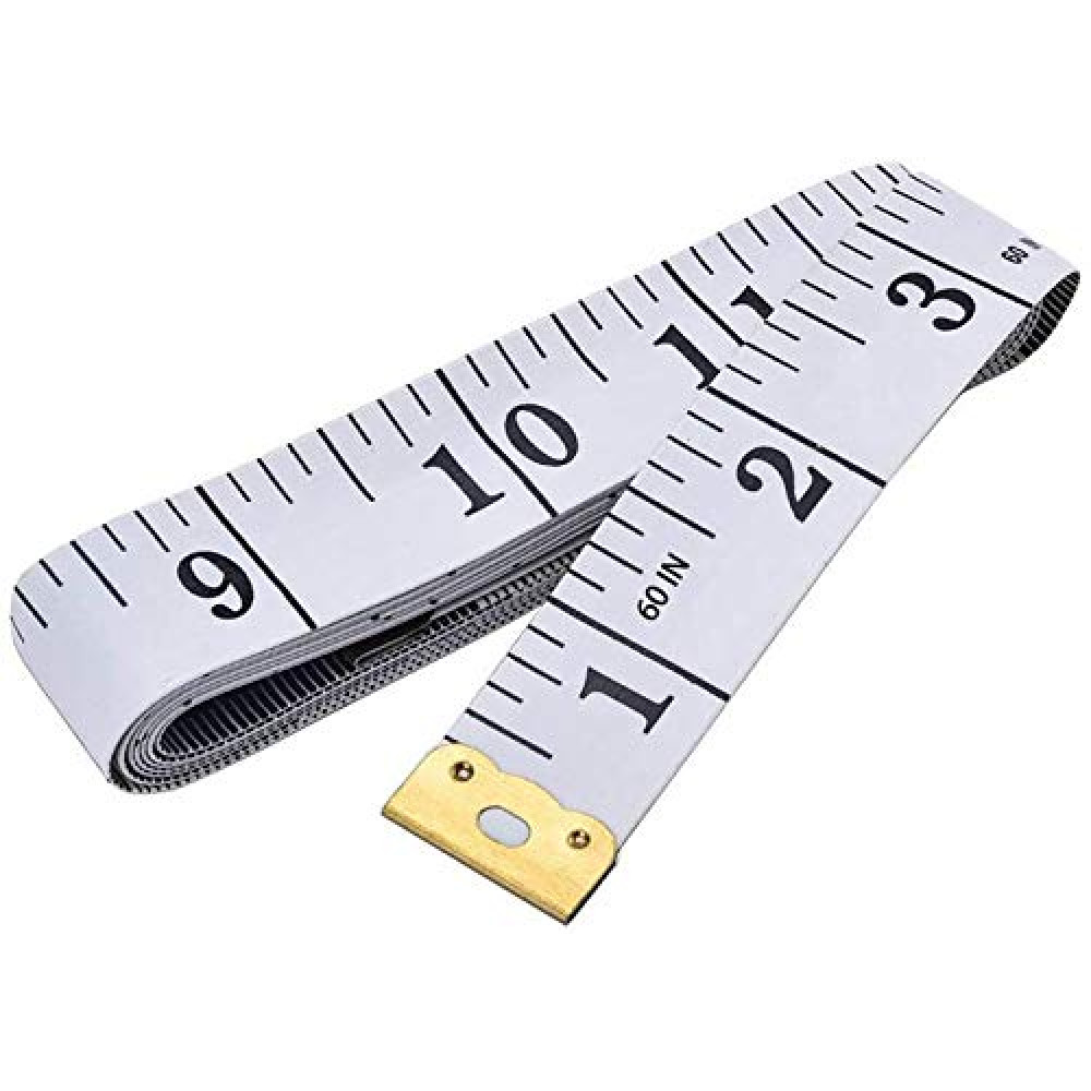 GDMINLO Soft Tape Measure Double Scale Body Sewing Flexible Tailor Craft Vinyl Ruler for Weight Loss Medical Body Measurement, Has Centimetre Scale on Reverse Side 60-inch（White）