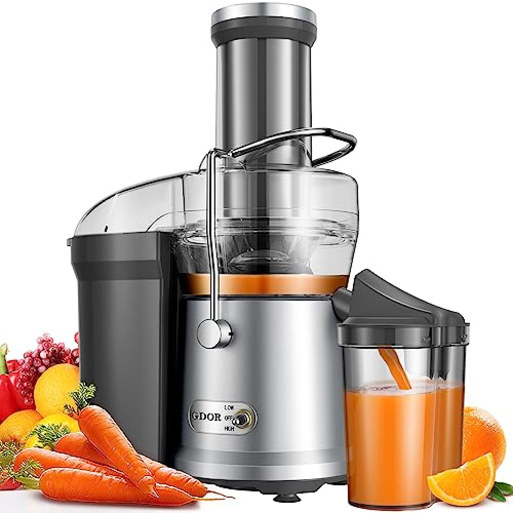 GDOR 1200W Juicer with Larger 3.2" Feed Chute, Titanium Enhanced Cutting System, Centrifugal Juice Extractor Maker with Heavy Duty Full Copper Motor, Dual Speeds, BPA-Free, Silver Juicers Fiyatı