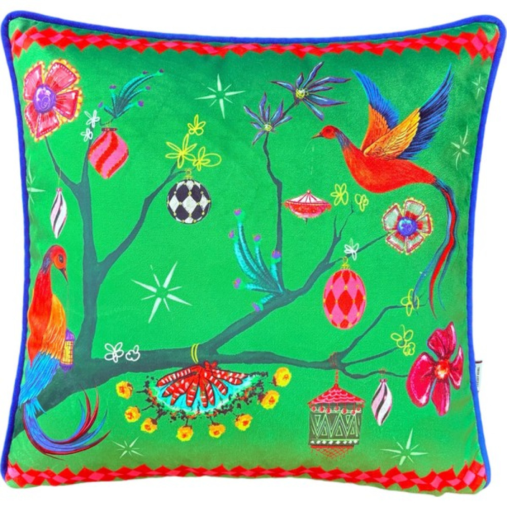 Ge Living Yılbaşı Temalı Krem Kadife Kırlent Kılıfı 45 x 45 - 45 x 45 cm - Yeşil Kırlent / Mobilya Yastığı Fiyatı