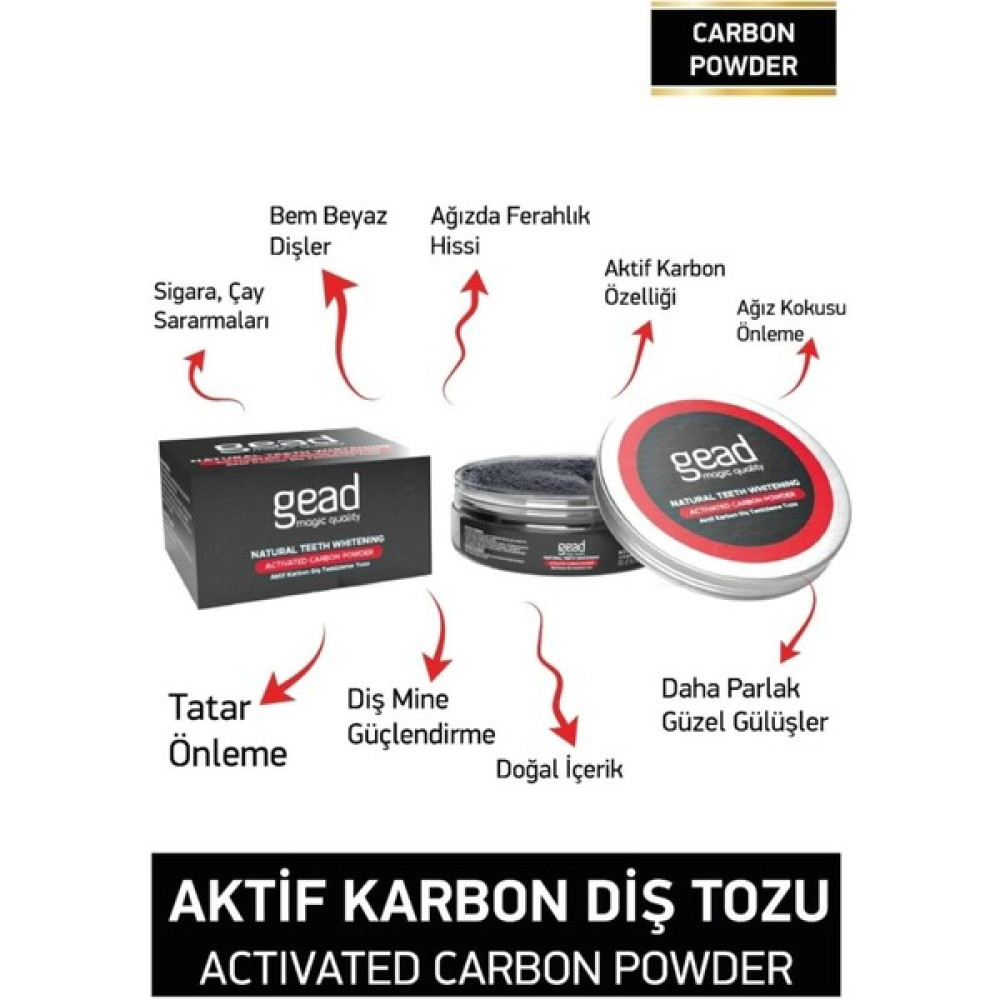 Gead Aktif Karbon Natual Diş Temizleme Tozu-50 Gram Diş Beyazlatıcılar Fiyatı