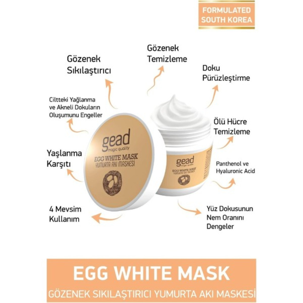 Gead Egg Mask- Gözenek Sıkılaştırıcı Yumurta Akı Maskesi- 100 gr Maskeler Fiyatı