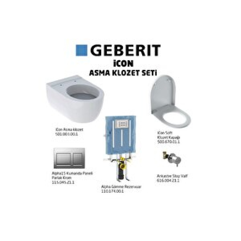 Geberit Gömme Icon Alpha15 Soft Asma Klozet Seti Tam 5 Parça Set Klozet Fiyatı